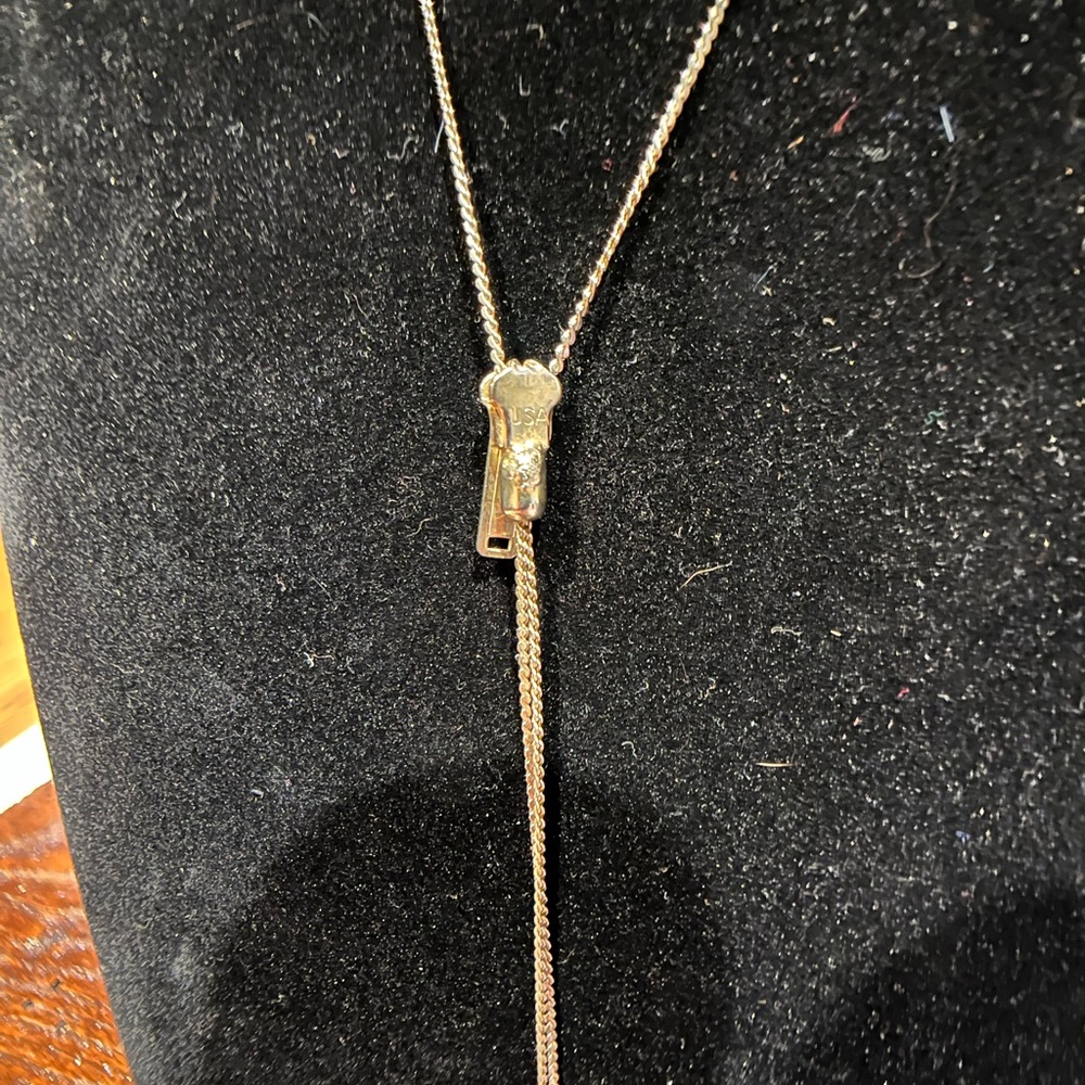 Vintage Gold Tone Adjustable Zipper Necklace Marked U.S.A. - Picture 3 of 4